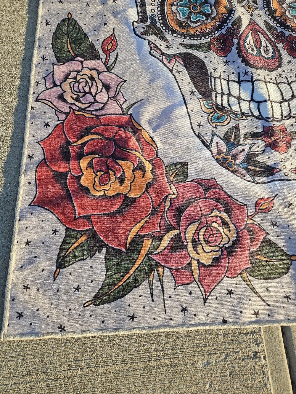 Limited Edition RUGGABLE Sugar Skull Floral Roses Washable Rug 5x7 NWT - Picture 2 of 10